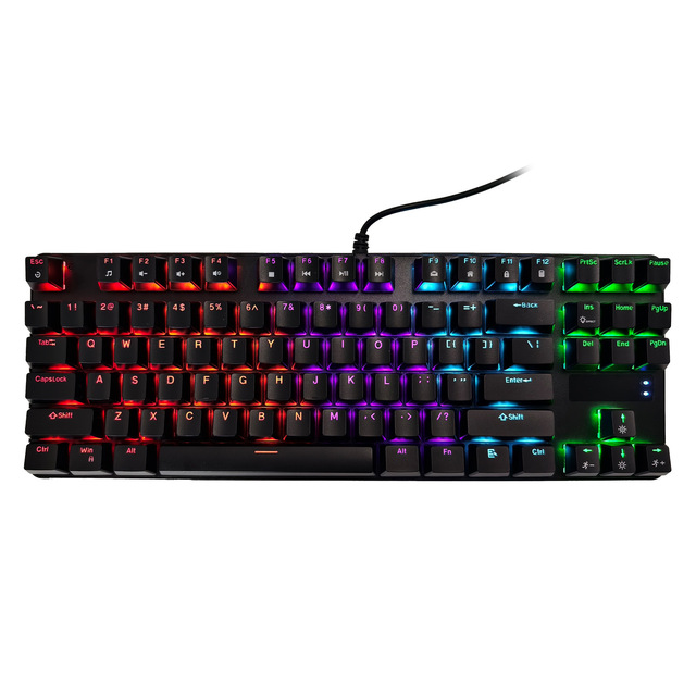 Stock Genuine Mechanical Keyboard 87-Key Wired Blue Switches Light Mixing USB for Gaming Esports Office Use Compatible Laptops