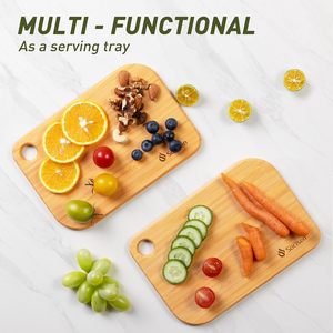 Set da 2 Taglieri in Legno <span class=keywords><strong>di</strong></span> Bambù Ecologici, Leggeri e Non Tossici, per Servire Salumi e Campeggio, Mini Set da Chef - Product Image 2