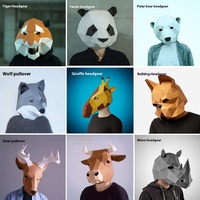 Masque Animalier Portable à Visage Complet pour Fêtes Cosplay Thème Amour Art Géométrique 3D Kit DIY en Papier à Encre Non Toxique
