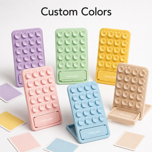 Custom Logo Silicone <b>Suction</b> Phone Stand Foldable Hands Free Smartphone Holder for Mirror Shower Gym Business Promotional Gift - Product Image 3