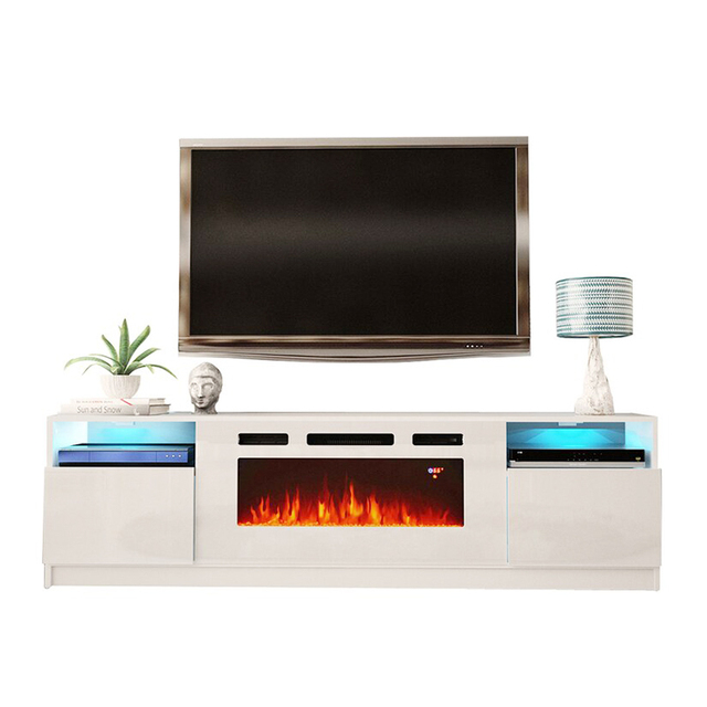 Modern Led Lights 85 Inch Universal Design Living Room Furniture Center Cabinet Table Tv Stand Fireplace