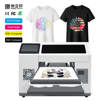 A3 Mini Desktop T-shirtprinter met ingebouwde computer, direct op katoen bedrukt, vlakbed DTG inkjetprinter