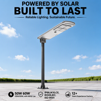 Lampe solaire LED 50W en alliage d'aluminium étanche IP65 avec contrôleur MPPT, certifiée CE RoHS, angle de faisceau 140°, pour usage extérieur en rue