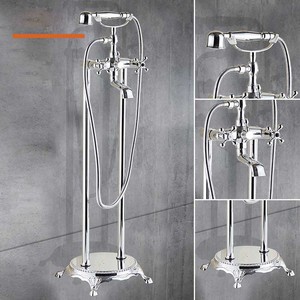 Robinet <span class=keywords><strong>de</strong></span> baignoire au sol en laiton américain avec becs séparés pour eau froide et eau chaude Robinet <span class=keywords><strong>de</strong></span> douche à trois voies avec <span class=keywords><strong>colonne</strong></span> - Product Image 3