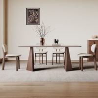 Table à manger rectangulaire en bois massif de style français, table à manger pour salle à manger, 6 places, table à dîner en noyer nordique et ensemble de chaises, meubles