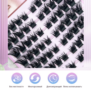 Vente en gros usine Cils synthétiques DIY style œil de chat NM11, fins, naturellement souples, épais et bouclés, 80p, à pose thermofusible pour un effet œil de chat - Product Image 4