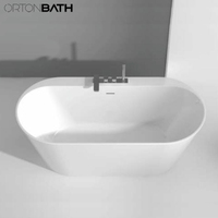Ortonbaignoir blanc ovale Surface solide acrylique autoportant bain chaud SPA baignoire avec trou de robinet ensemble de douche