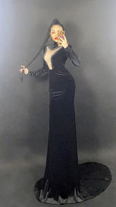 NOVANCE Y2272 حورية البحر فستان حفلة موسيقية هولاند خارج الظهر الماس المخلفات المخملية فساتين السهرة الفاخرة عيد ميلاد الملكة اللباس - Product Image 4