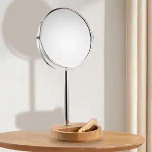 공장 제조 사용자 정의 나무 화장품 거울 뷰티 스토리지 홈 사용 화장대 거울 확대 현대 화장품 거울