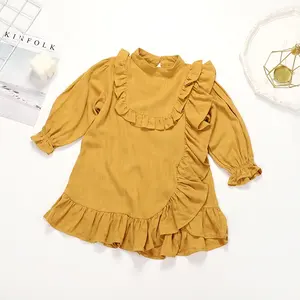 Qualitäts produkte Mädchen Baumwolle Langarm Kleid Kinder Geburtstags kleider Mädchen Leinen Baumwolle Kleider