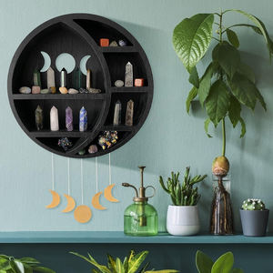 Estante de cristal de luna creciente, estantes colgantes de pared para dormitorio, decoración de pared de madera, estante de Luna - Product Image 5