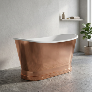 Baignoire autoportante ovale de luxe en cuivre avec base inclinée et pieds de griffe pour adultes - Indian Home Crafts - Product Image 3