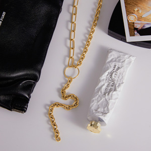 Collier asymétrique en forme de Y avec pampilles, en acier inoxydable plaqué or 18 carats, pour femme, bijou tendance, idée cadeau - Product Image 4
