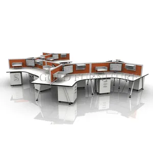 Executive L shaped office desk with hutch luxury modern computer desk office furniture set