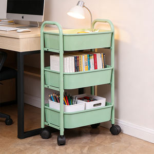 도매 현대 검은 플라스틱 스토리지 3 계층 롤링 카트 바퀴 유틸리티 카트 스토리지 트롤리 랙 - Product Image 2