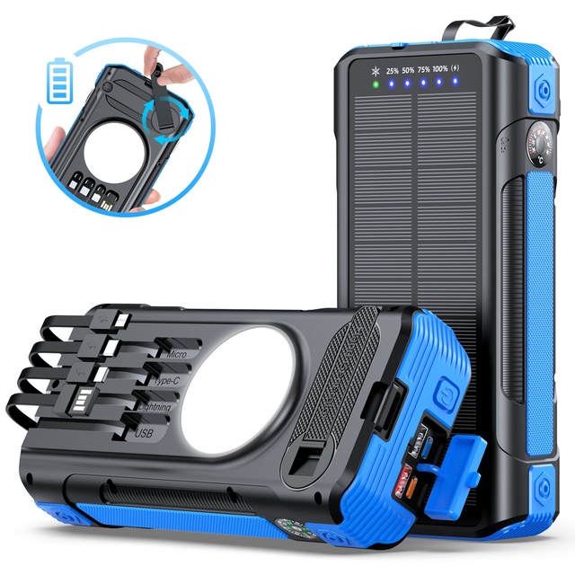 Customize LOGO High-capacity Solar Power Bank Hand-crank Charging Fast Charging Outdoor Device 40000 MAh Power