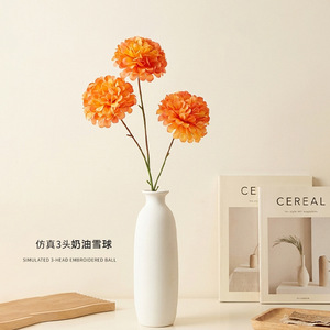 Fleurs artificielles en crème simulée Xinchengzhi, bouquet en soie à 3 têtes pour décorations de mariage et de maison - Product Image 1