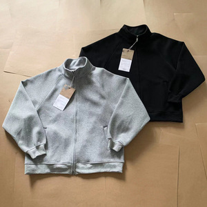 Healy Men's Loose Zip Up Stand Collar Fleece <b>Jacket</b> Heather <b>Grey</b> Raglan Sleeve Soft Casual Athletic Sweatshirt Coat for Fall - Product Image 3