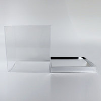 Boîte de présentation en acrylique transparent sur mesure, boîte à fleurs en plexiglas, boîte transparente en PMMA avec base en miroir doré