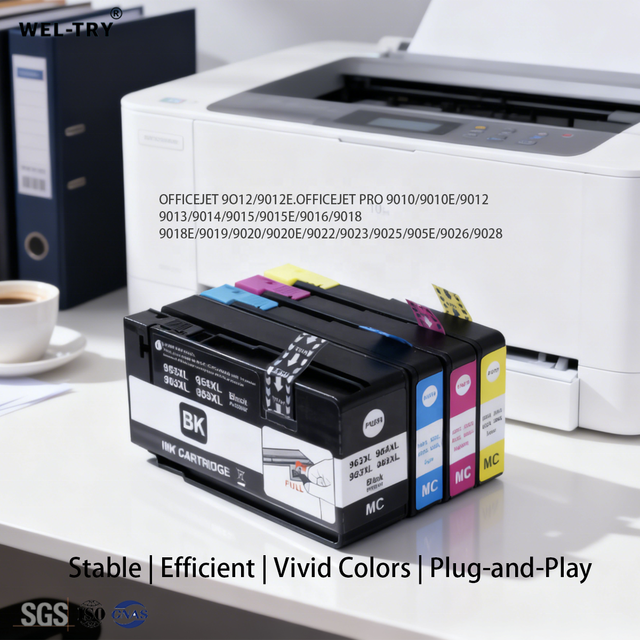 WEL-TRY 965 965XL All New Full Cartridge Pigment One-Time Chip HP OfficeJet Pro 9020 Printer Compatible 18-Month Warranty Color