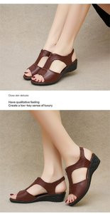Sandalias de cuña transpirables con cremallera y boca de pez estilo romano europeo-americano para mujer al por mayor - Product Image 5