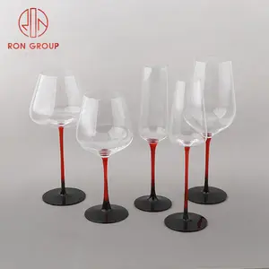 Luxo criativo grande restaurante cristal barriga transparente Borgonha vermelho longo haste granel taças de vidro para vinho