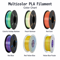 Filament d'imprimante 3D PLA Soie Dégradé Multicolore 1,75 mm Bobine de 1 kg Faible Déformation Finition Brillante pour Modèles Décoratifs