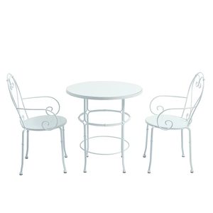 Mobilier <span class=keywords><strong>de</strong></span> café <span class=keywords><strong>blanc</strong></span> vintage bon marché Ensemble table et chaises <span class=keywords><strong>de</strong></span> <span class=keywords><strong>jardin</strong></span> en métal en <span class=keywords><strong>fer</strong></span> <span class=keywords><strong>forgé</strong></span> - Product Image 1