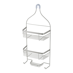Étagères de salle de bain modernes en acier inoxydable, paniers de rangement pour portes vitrées, porte-serviettes suspendus double couche étanches (sans perçage) - Product Image 5