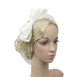 Alta Qualidade Bowknot Birdcage Véu De Casamento Preto Headwear Cabelo De Noiva Com Malha Véu para As Mulheres