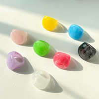 Bague pour femme de style européen et américain, mode, géométrique, exagérée, en acrylique coloré