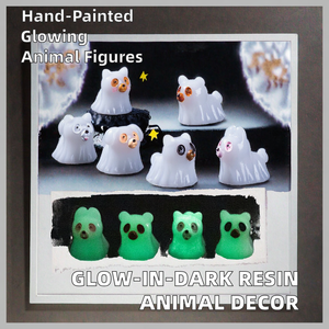 चमकदार हाथ से चित्रित कलात्मक diy लघु रेसिन जानवरों भूत चमक गहरे बिल्ली के कुत्ते की लालियों के आकार के सूक्ष्म परिदृश्य - Product Image 2