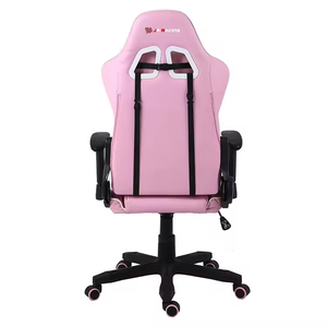 <span class=keywords><strong>Silla</strong></span> de Juego Ergonómica Giratoria Moderna para Niños con Base de Cinco Estrellas en Cuero Blanco y Rosa, Reposapiés de Hierro para Gamers - Product Image 4