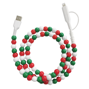 สายชาร์จโทรศัพท์มือถือ<span class=keywords><strong>2</strong></span> in 1ลูกปัดอะคริลิคสีใสทนทานสายชาร์จไมโคร USB - Product Image 3