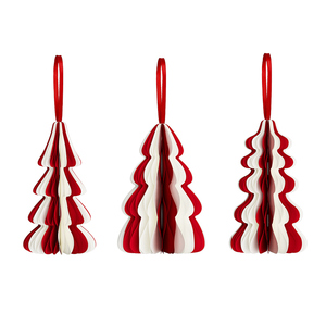 Set di 3 Decorazioni Natalizie Rosse e Bianche, Pendenti in Carta per Albero di Natale, Decorazioni Festive per Casa e Feste - Product Image 1