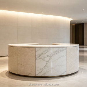 B164 Custom Modern LED Reception <b>Desk</b> <b>Large</b> Size Sintered Stone Front <b>Desk</b> Luxury Hotel Club Lobby CounterOffice Reception Table - Product Image 2