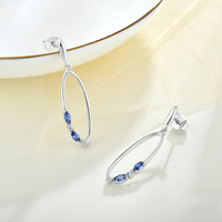 Boucles d'oreilles pendantes ovales QX en zircon coloré, en argent sterling 925, pour cadeaux de fête, bijouterie de boutique, acheteurs en gros