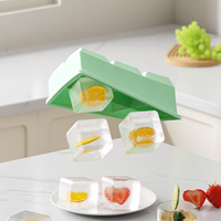 Bac à glaçons réutilisable en silicone à 6 cavités avec couvercle, grand moule carré, démoulage facile, conteneur de stockage pour congélateur, pour la maison et le bar