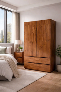 Armario Modular Independiente de 2 Puertas de Madera Maciza de Acacia, Armario de Almacenamiento para Dormitorio - Product Image 5