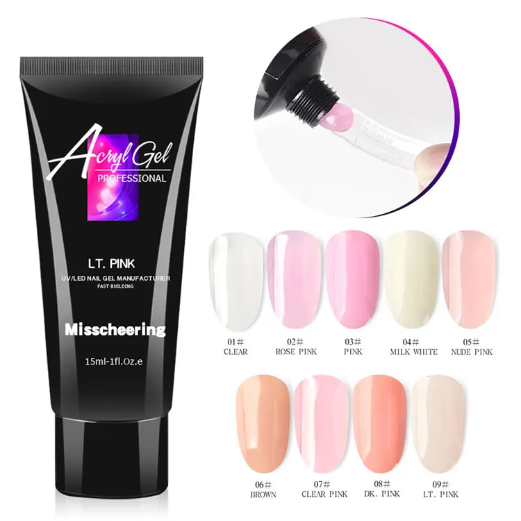 pink Misscheering 15 ml Nail Poly Gel Quick Building Finger Extension Acryl Gel Without Nail Form