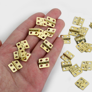 Mini charnière 12x13mm en fer bronze jaune, charnière de surface pour meubles, pour boîte en bois, bricolage et artisanat - Product Image 2