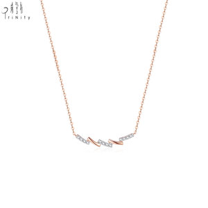Collier pendentif tendance en or rose massif 18 carats avec chaîne à maillons et diamant naturel véritable, pour femmes, vente en gros de bijoux par un fournisseur de Hong Kong. - Product Image 2