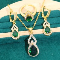Nouvel ensemble de bijoux de mode européens et américains Zircon collier boucles d'oreilles anneau ensemble de 3 pièces