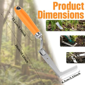 Stainless steel <b>gap</b> weeding tool L-shaped multi-purpose garden hand tool used for clearing weeds in yards terraces and lanes - Product Image 1