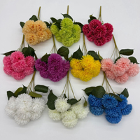 Bunga Sutra Artifisial PT-CH032 Dekorasi Interior Floral Grosir Tipe Bohlam 9 Kepala Krisan Dandelion