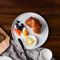 Assiette de petit-déjeuner en porcelaine fine blanche à bords droits P&T Horeca, assiette de dîner pour hôtel et restaurant, vaisselle en porcelaine fine, vente en gros