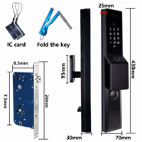 Kunci Pintu Digital Pintar Otomatis Tuya WiFi Sidik Jari Kata Sandi Bel Pintu Aluminium Alloy Pintu Kayu/Baja Penyimpanan Cloud