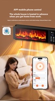 Cheminée électrique murale avec porte-serviettes, télécommande, effet de flamme réaliste, chauffage d'intérieur LVH-011