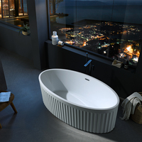 Nouveau Design Baignoire Ondulée Texture sur Surface Baignoire Autoportante en Acrylique avec Drainage