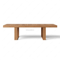 Ensemble de table à manger d'extérieur en teck durable FERLY, 6 chaises, mobilier de patio moderne pour jardin, cour, arrière-cour, séchage rapide
